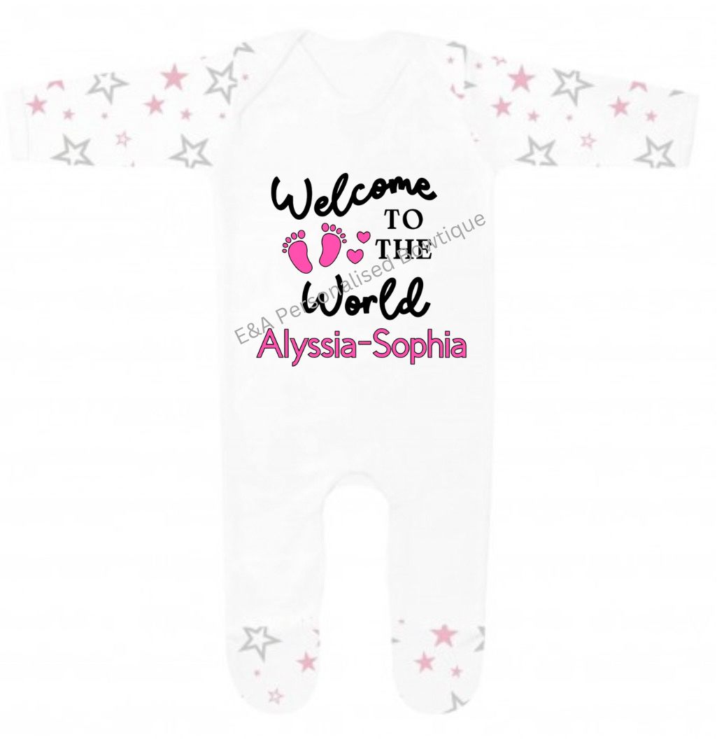 “Welcome to the world” baby grow