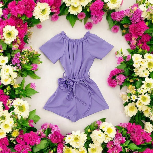 Girls Lilac Floral Playsuit 4- 14 Years