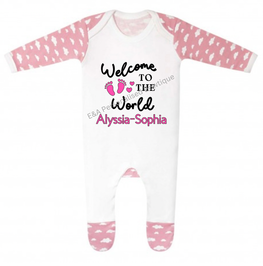 “Welcome to the world” baby grow