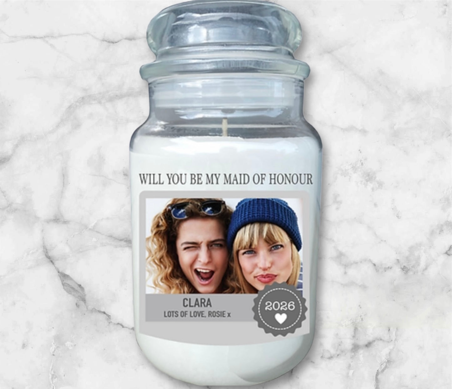 Will you be my maid of honour candle