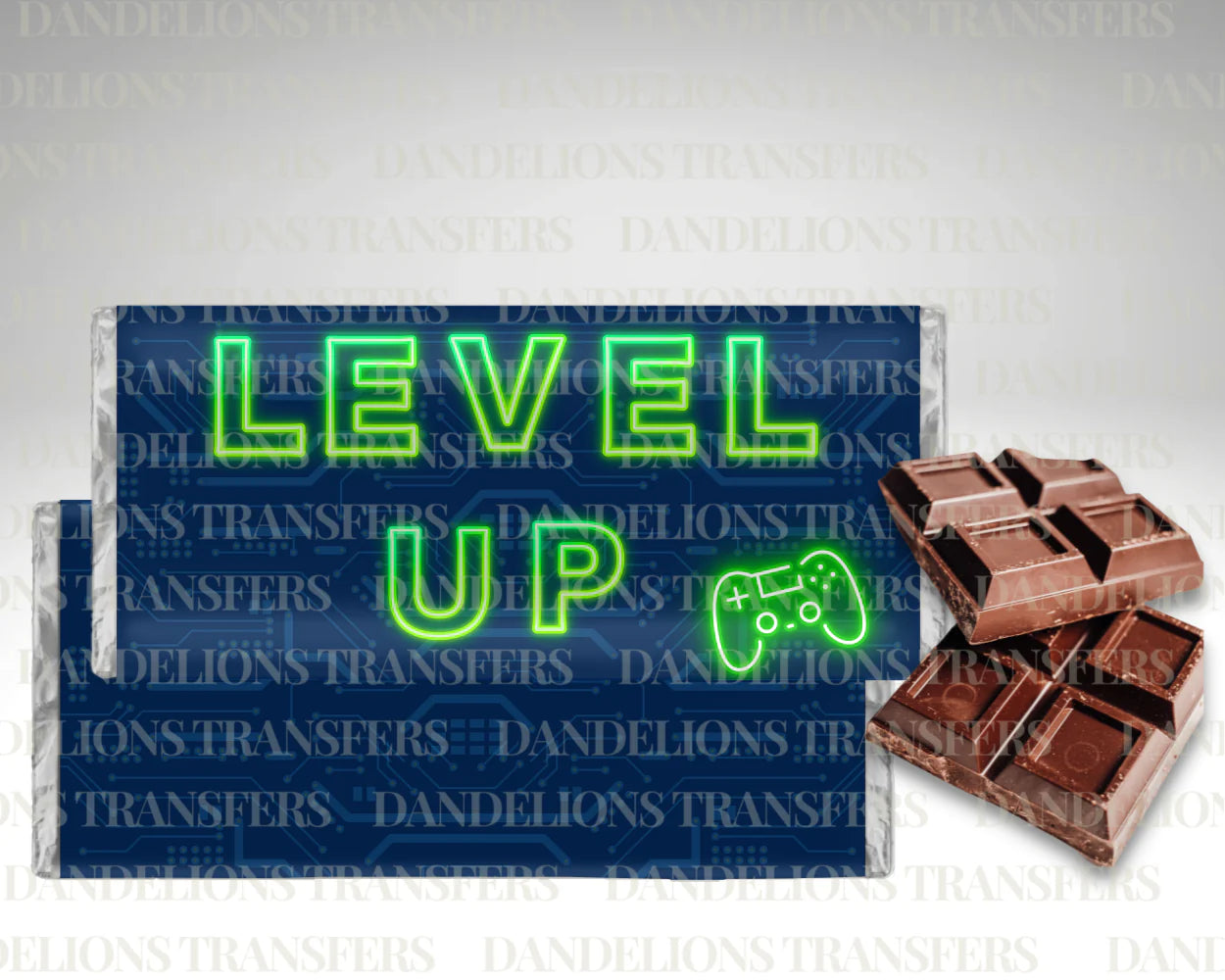 Level up chocolate wrapper + galaxy chocolate bar