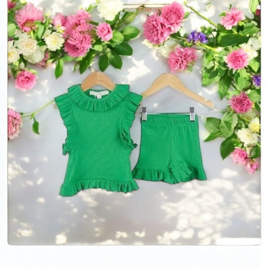 Green Ruffle Frill Tank Top &
Shorts Set 6-24M