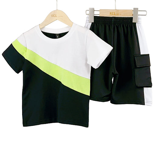 Boys Neon Green Striped
Shorts Set 1-5