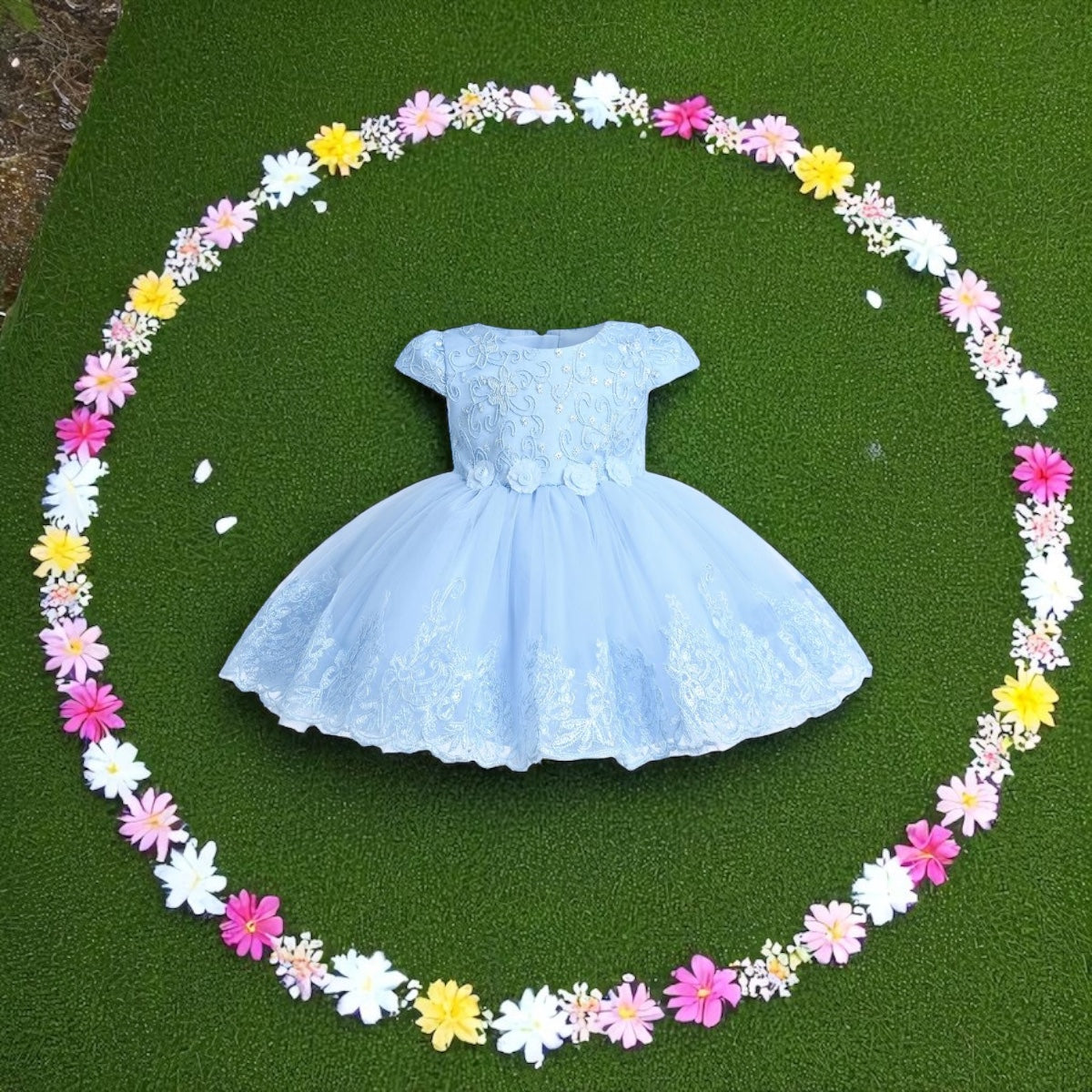 Baby Blue Floral Motif Tutu
Party Dress 0-12M