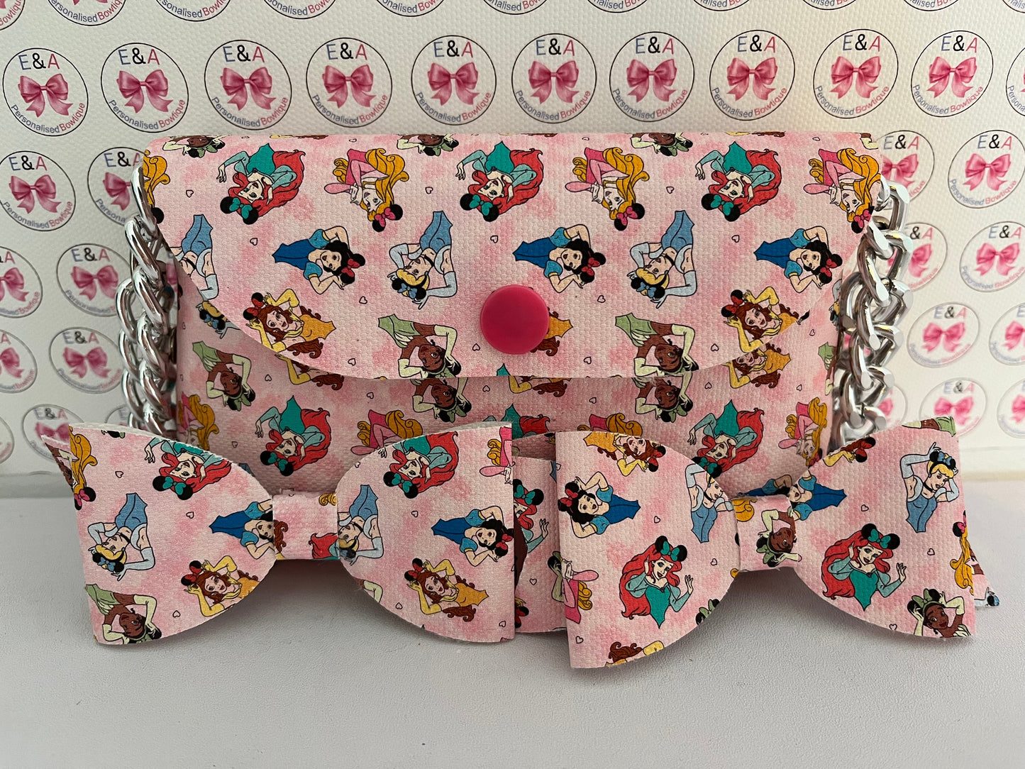 Toddler bag and bow sets (set 1) - please upload the design you want or message me