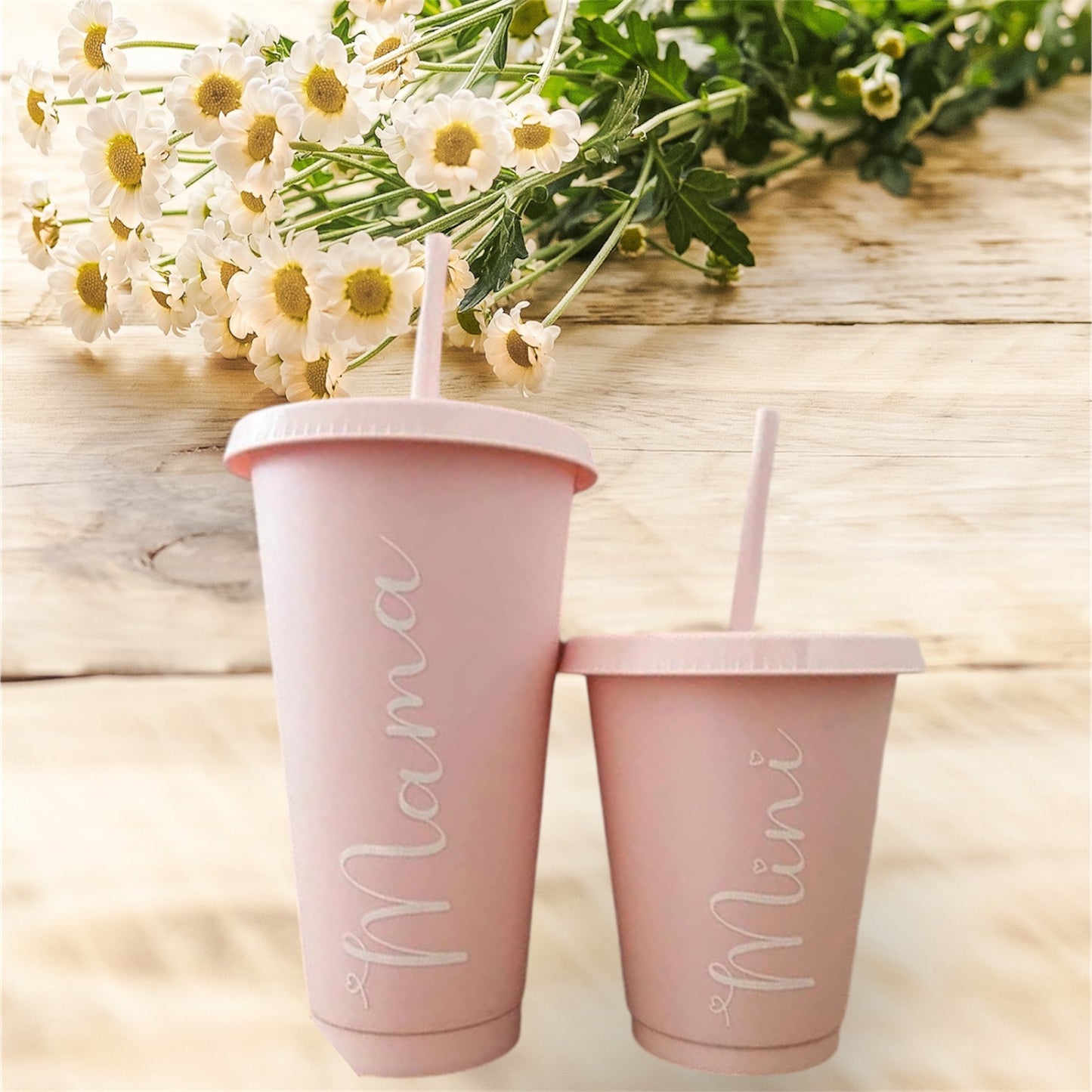 Mama and mini pink cold cup- personalised with name only