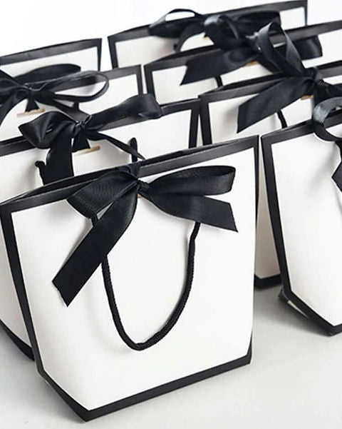 Black and white gift bag can be personalised