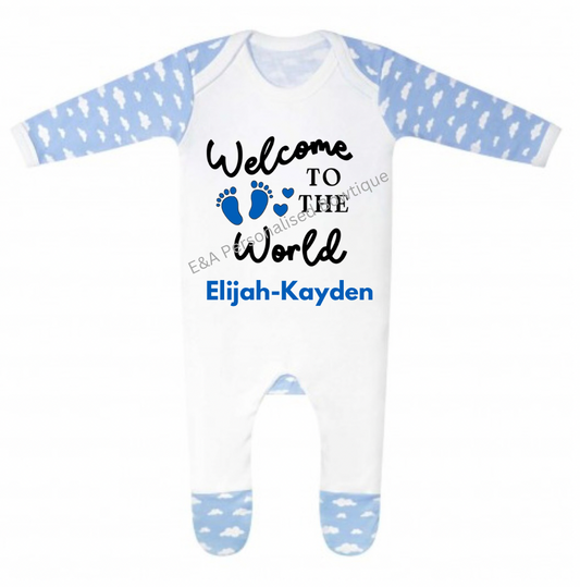 “Welcome to the world” baby grow