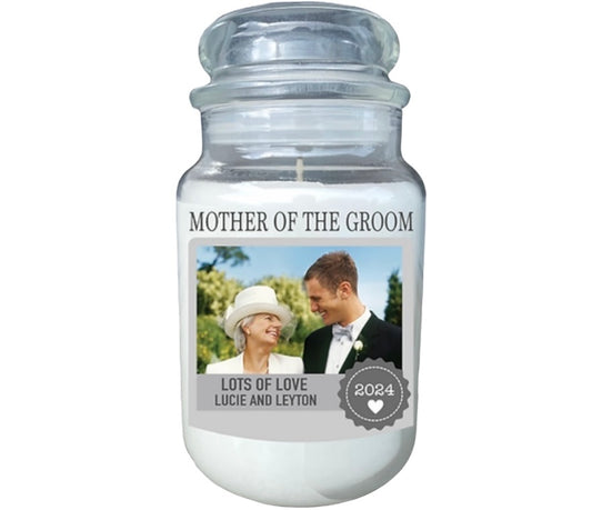 Mother of the groom personalised candle