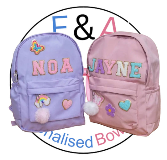 Chenille letters (3D) backpack - other sizes and colours in description