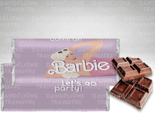 Come on Barbie chocolate wrapper + galaxy chocolate bar