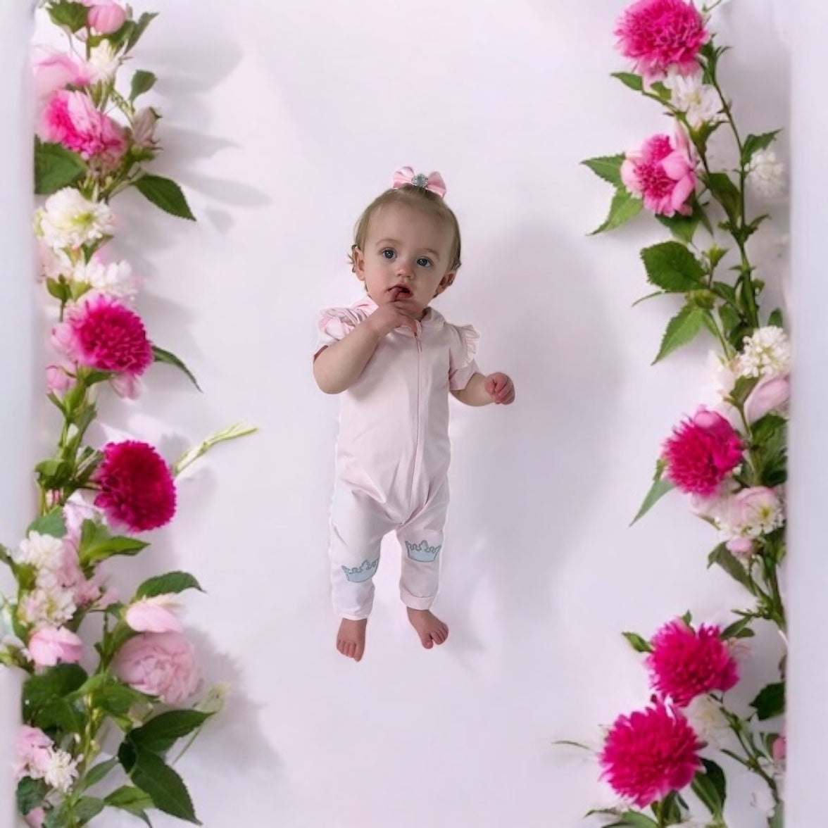 Girls Pink Crown Hooded
Jumpsuit 0-12M