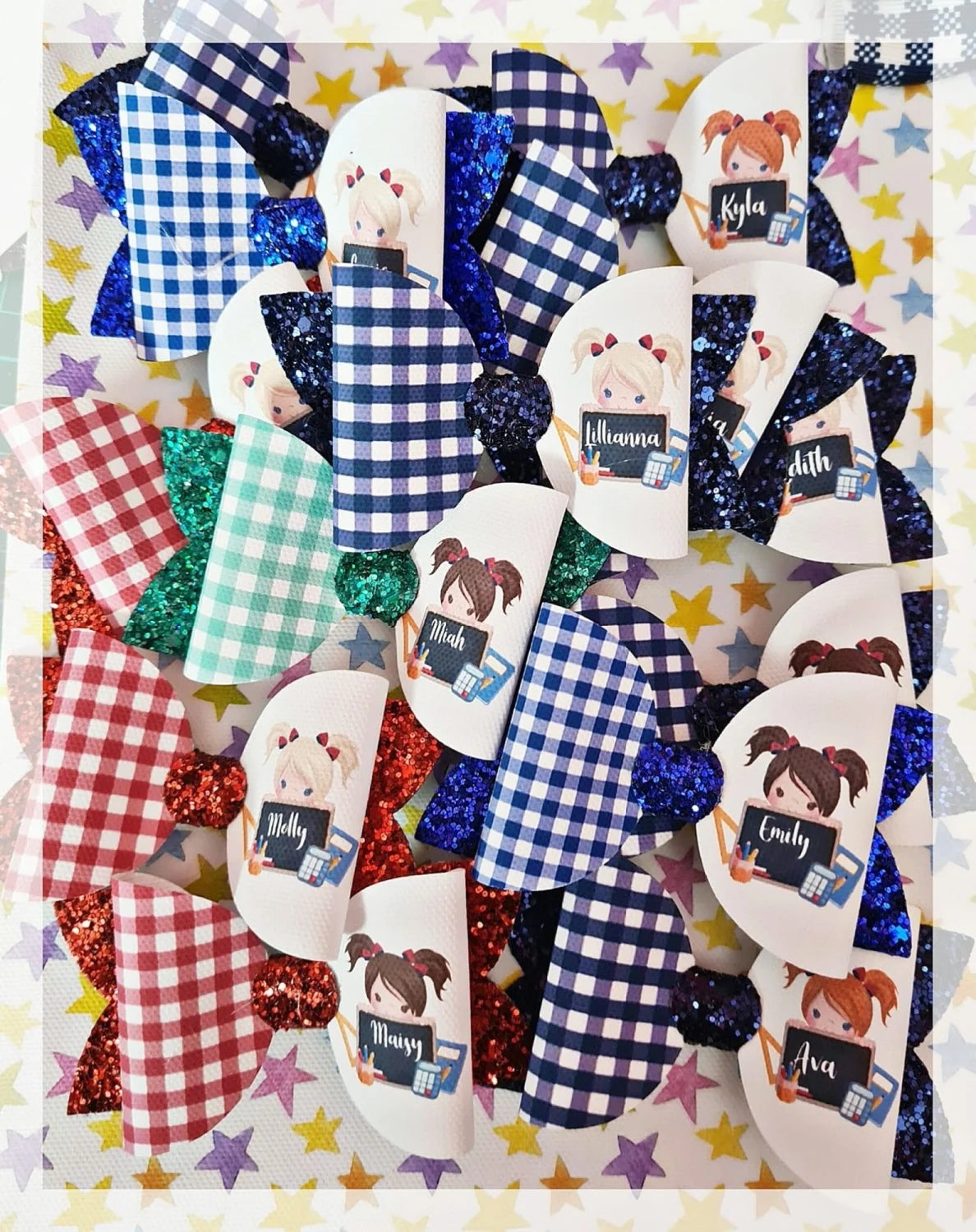 School gingham bow