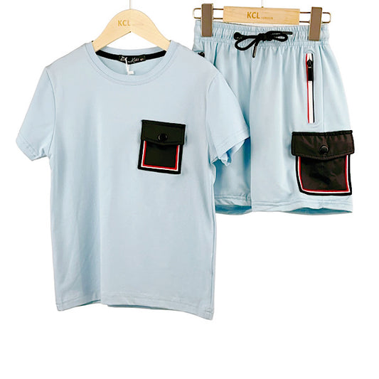 Boys Blue Combat Shorts Set 4-14