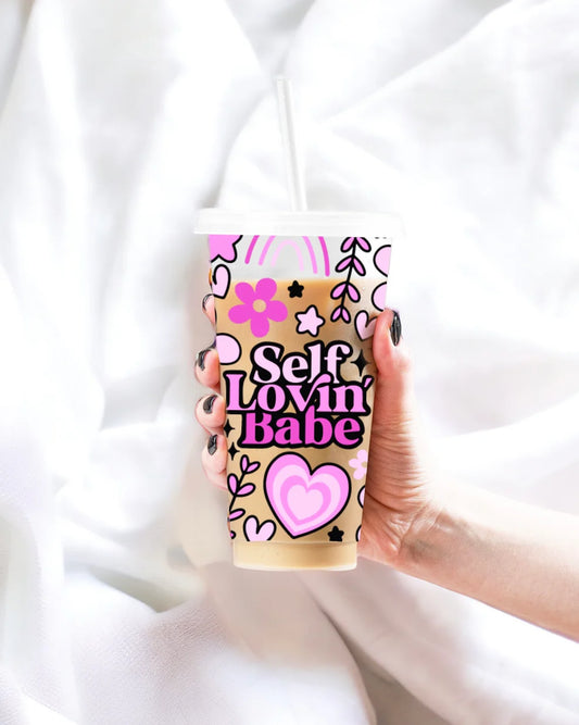 Self lovin babe 24oz cold cup wrap decal