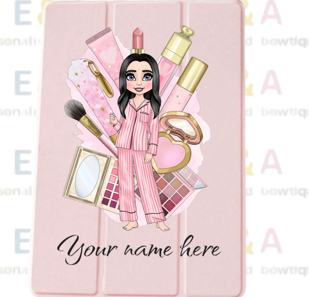 Pink makeup dolly personalised case