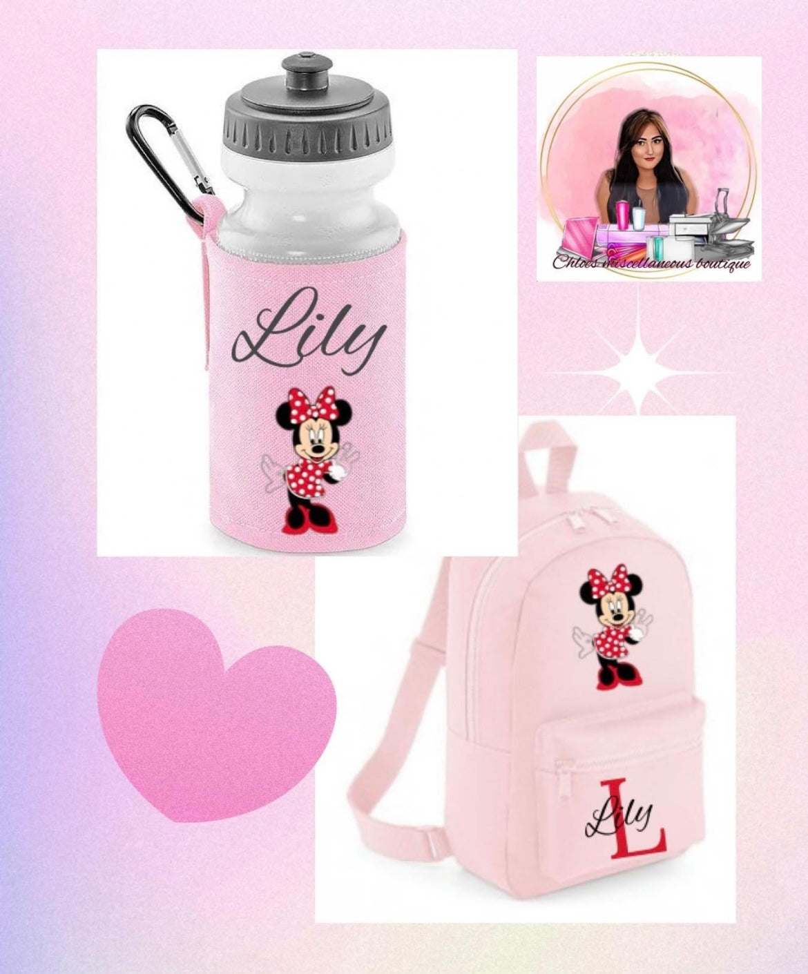 7L backpack with water bottle - Any design available