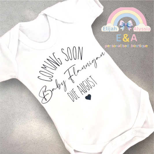 “Coming soon” newborn baby vest