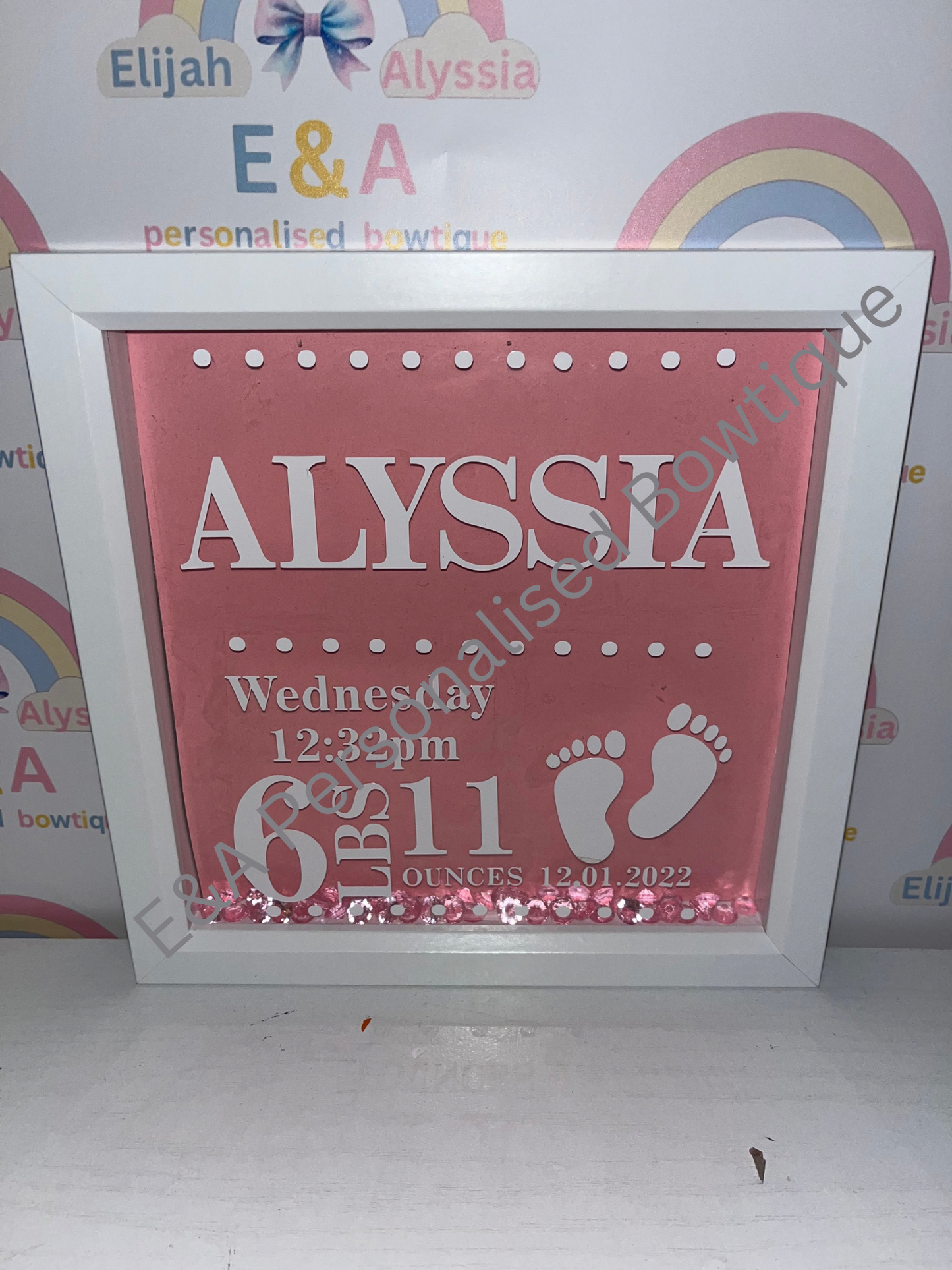 Personalised frame box - standing frame or can be wall mounted