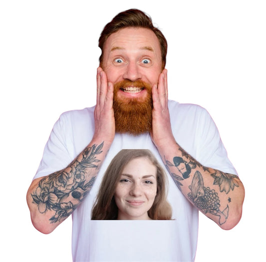 Face on a T-shirt with any writing required