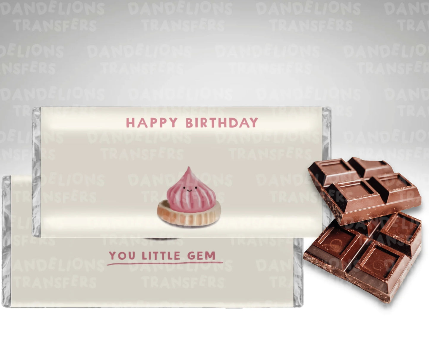 Happy birthday little gem chocolate wrapper + galaxy chocolate bar